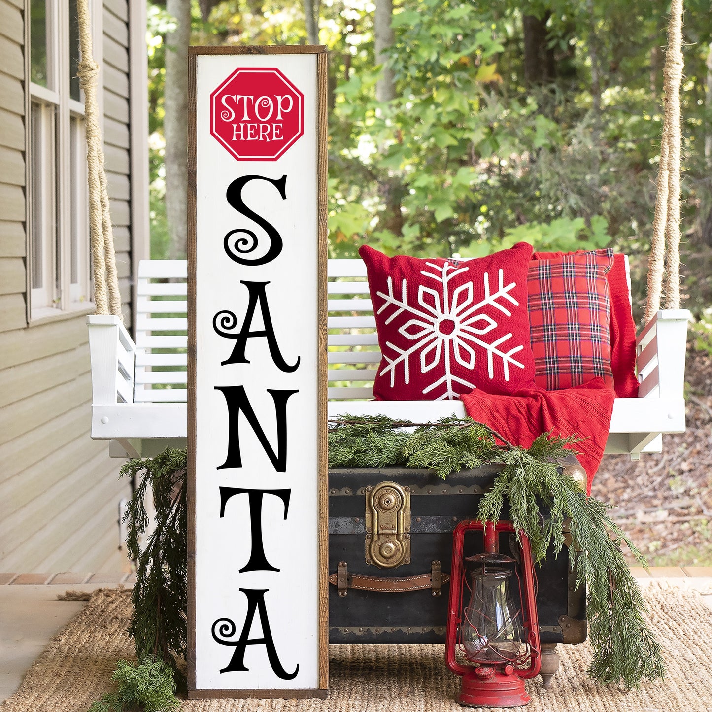 Santa Stop Here Porch Sitter